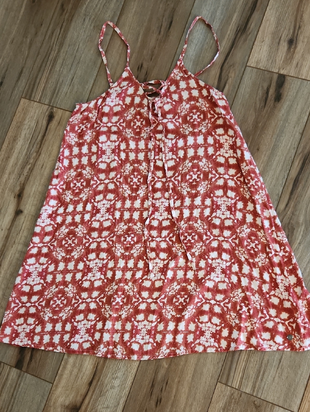 Roxy Womens Small Tie-Front Spaghetti Strap Sundress  Viscose Summer Dress Beach